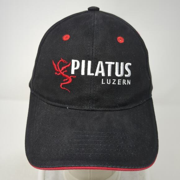 Pilatus Luzern Slideback Baseball Cap Black One Size Adjustable Embroidered - Picture 2 of 10
